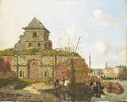Carel Jacobus Behr Town wall with gunpowder arsenal oil painting